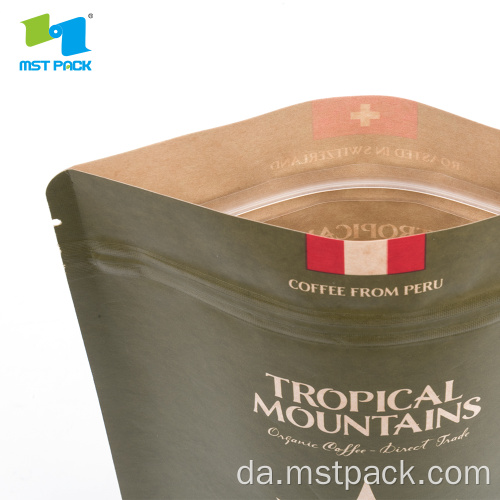 Kraft Paper Stand Up kaffepose med tryk